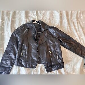 Classic Black Faux Leather Jacket - Women S/M